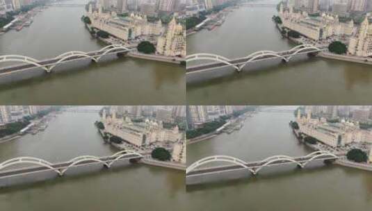 4K航拍福建福州闽江解放大桥高清在线视频素材下载
