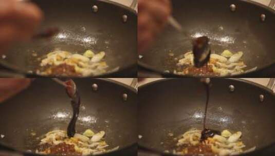 葱姜蒜炝锅去腥高清在线视频素材下载