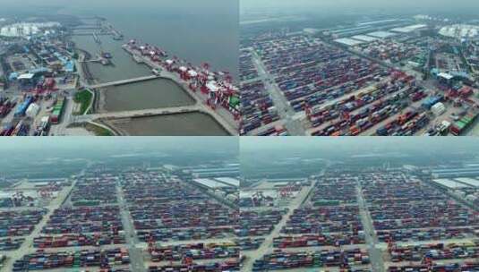 上海集装箱外高桥码头高清在线视频素材下载