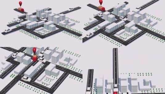 城市物流配送 三维定位概念动画高清在线视频素材下载