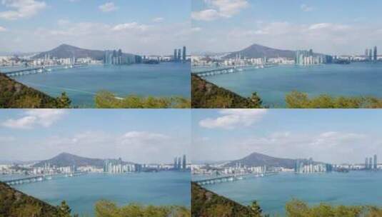 背景中的海洋和釜山市高清在线视频素材下载