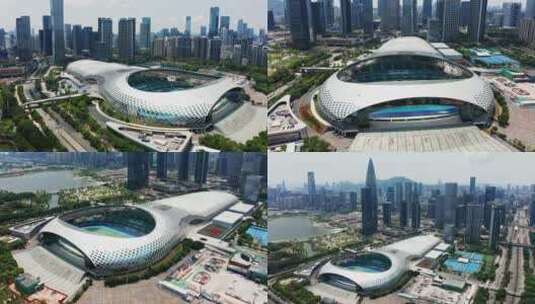 深圳深圳湾体育中心航拍合集高清在线视频素材下载