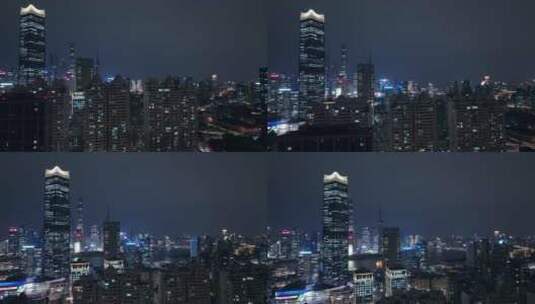 居民楼与都市摩天大楼夜景高清在线视频素材下载