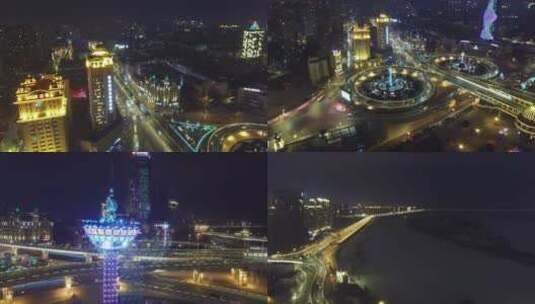 哈尔滨公路大桥夜景高清在线视频素材下载