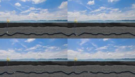 海上钻井采油平台钻探动画海剖面 海水断面高清在线视频素材下载