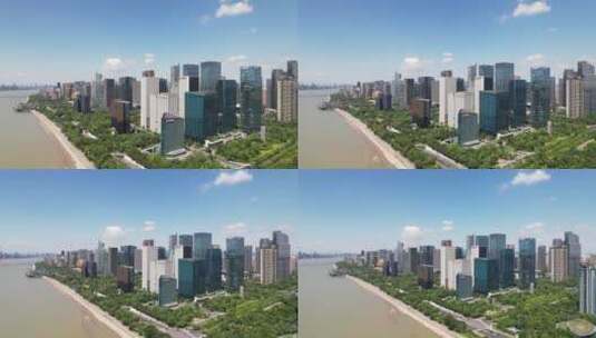 杭州钱江新城CBD现代办公大楼航拍高清在线视频素材下载