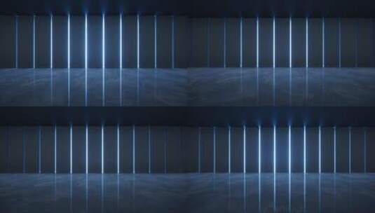 黑暗室内空间与霓虹灯光3D渲染高清在线视频素材下载