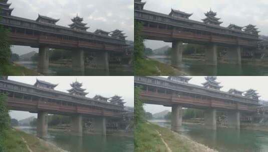 漂亮景区景点湖北省恩施州城风雨桥高清在线视频素材下载
