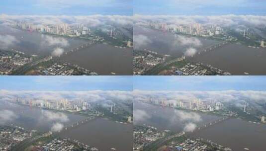 武汉长江大桥穿云4K航拍高清在线视频素材下载