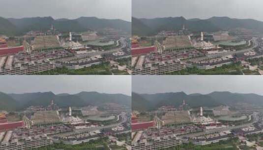 洛阳宫殿建筑灵山寺航拍高清在线视频素材下载