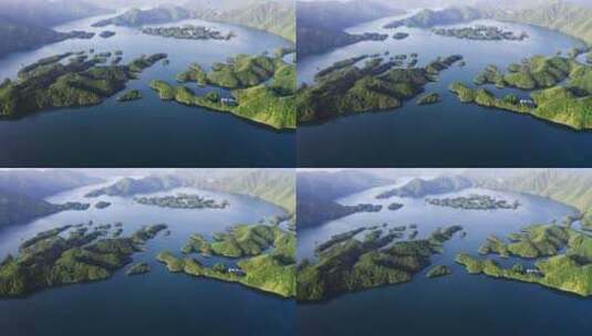 安徽省黄山太平湖景区航拍风光高清在线视频素材下载