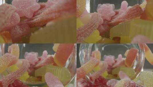 滑动极端特写镜头的罐子的糖果高清在线视频素材下载