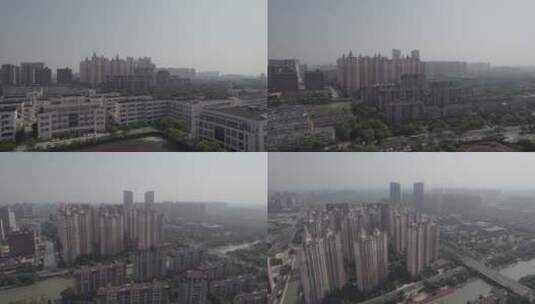 张家港城区建筑群4K航拍DLOG高清在线视频素材下载