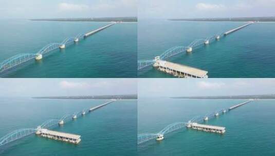 广西北海涠洲岛海滨蓝桥自然风光航拍高清在线视频素材下载