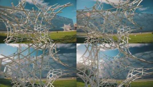 奥运村 水立方 雕塑 旋转高清在线视频素材下载