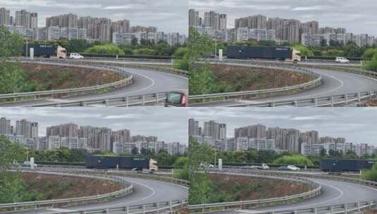 高架桥绕城高速车流2高清在线视频素材下载