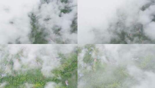 云雾缭绕的村庄高清在线视频素材下载