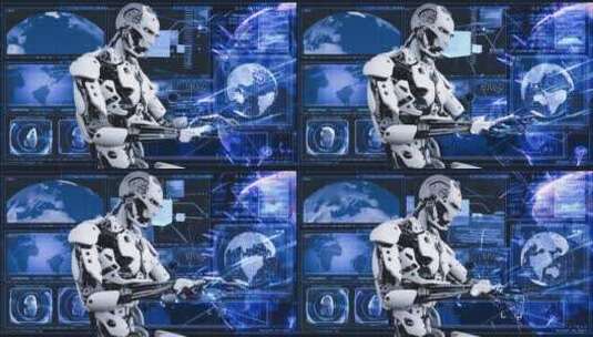 仿真机器人AI人工智能大脑数据计算功能高清在线视频素材下载