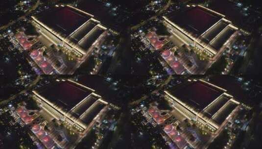 东莞市民服务中心夜景航拍高清在线视频素材下载