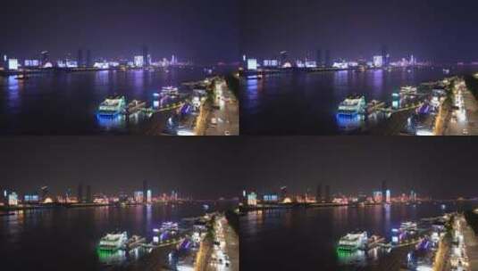 武汉江景夜景灯光秀高清在线视频素材下载