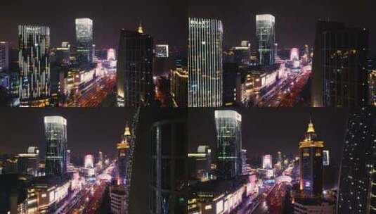 上海五角场4k夜景航拍高清在线视频素材下载