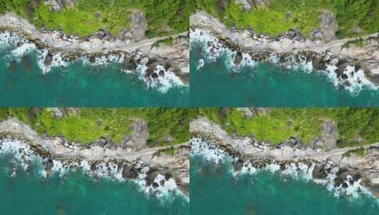 海南三亚蜈支洲岛码头航拍风景高清在线视频素材下载