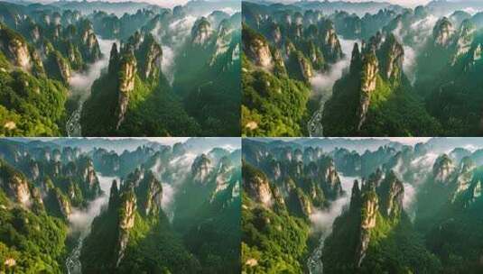 张家界武陵源群山云海景观高清在线视频素材下载