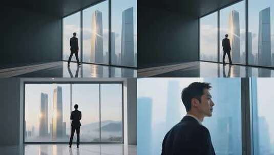 高端商务成功人士思考背影高清在线视频素材下载