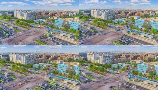 北京夏季城市交通车流与国贸城市天际线高清在线视频素材下载