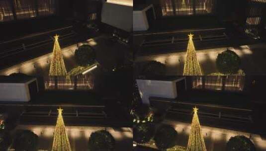 高清航拍苏州柏悦酒店2023年圣诞树夜景高清在线视频素材下载