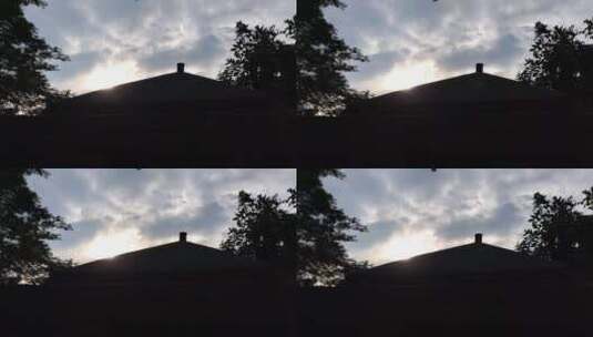 夕阳下的屋顶高清在线视频素材下载