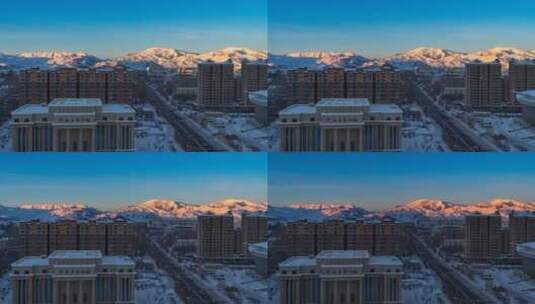 阿勒泰市 雪都 新疆日落高清在线视频素材下载