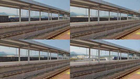 福建三明北站火车站通过的货运列车高清在线视频素材下载