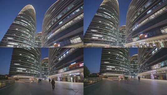 北京望京SOHO商务区实拍4K夜景素材高清在线视频素材下载