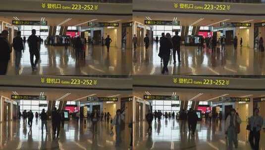 机场人流旅客人群行李箱的乘客登机旅行素材高清在线视频素材下载