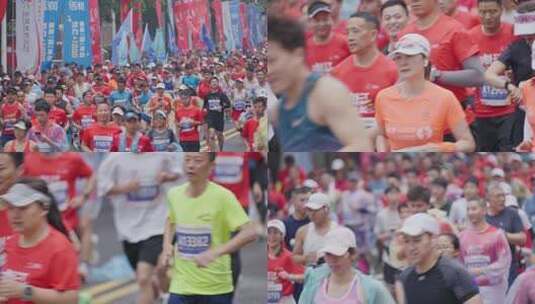 长沙马拉松比赛全民健身运动人潮涌动高清在线视频素材下载