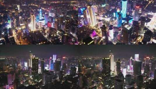 南京新街口夜景航拍延时高清在线视频素材下载