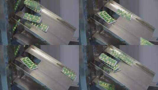 制药厂胶囊药品生产包装流水线高清在线视频素材下载