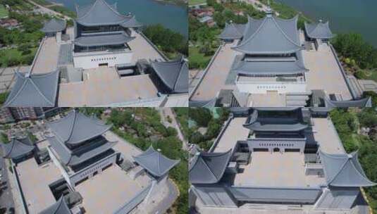 4K陕西安康博物馆地标航拍视频高清在线视频素材下载