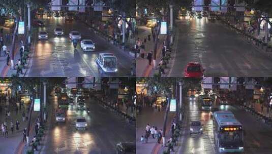 重庆城市夜晚街道交通车流道路车辆车来车往高清在线视频素材下载