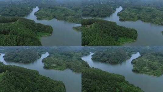 高清航拍四川眉山彭山龚家堰水库湖自然风光高清在线视频素材下载