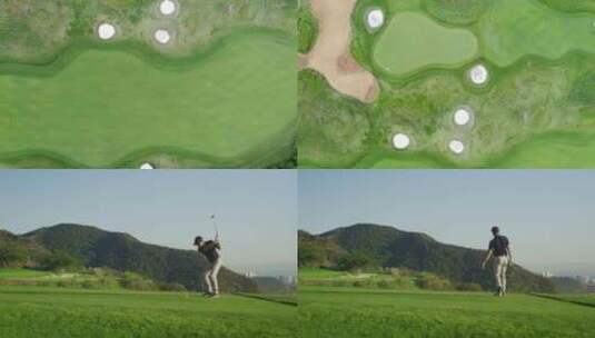 高尔夫球手在高尔夫球场打球高清在线视频素材下载