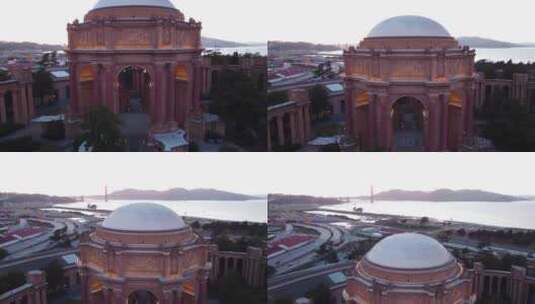 加利福尼亚州旧金山，华丽的艺术宫殿，用温暖的灯光装饰高清在线视频素材下载