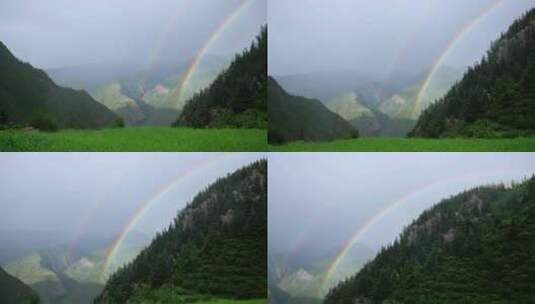 川西措卡湖雨后彩虹唯美风光高清在线视频素材下载