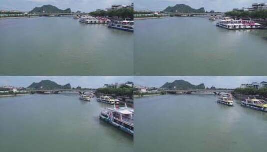 航拍桂林市区漓江风景区高清在线视频素材下载