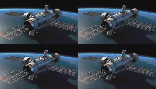 4k太空中绕地球轨道航行创意素材（非真实）高清在线视频素材下载