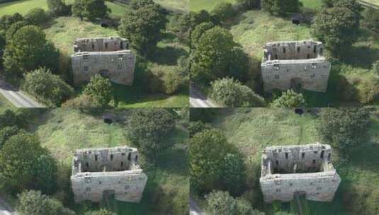 被毁城堡门楼高清在线视频素材下载