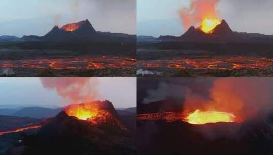 火山喷发岩浆涌动实拍高清在线视频素材下载