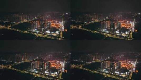 重庆大学城夜景航拍高清在线视频素材下载