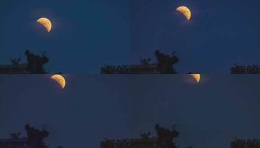 8K故宫角楼月亮月食延时高清在线视频素材下载